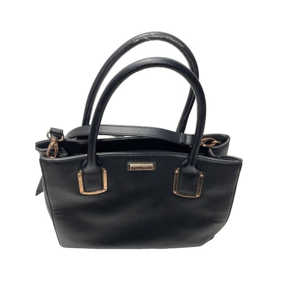 Tahari Purse -Black Leather Designer Hangbag- As is condition (tear on handles) - Picture 2 of 14